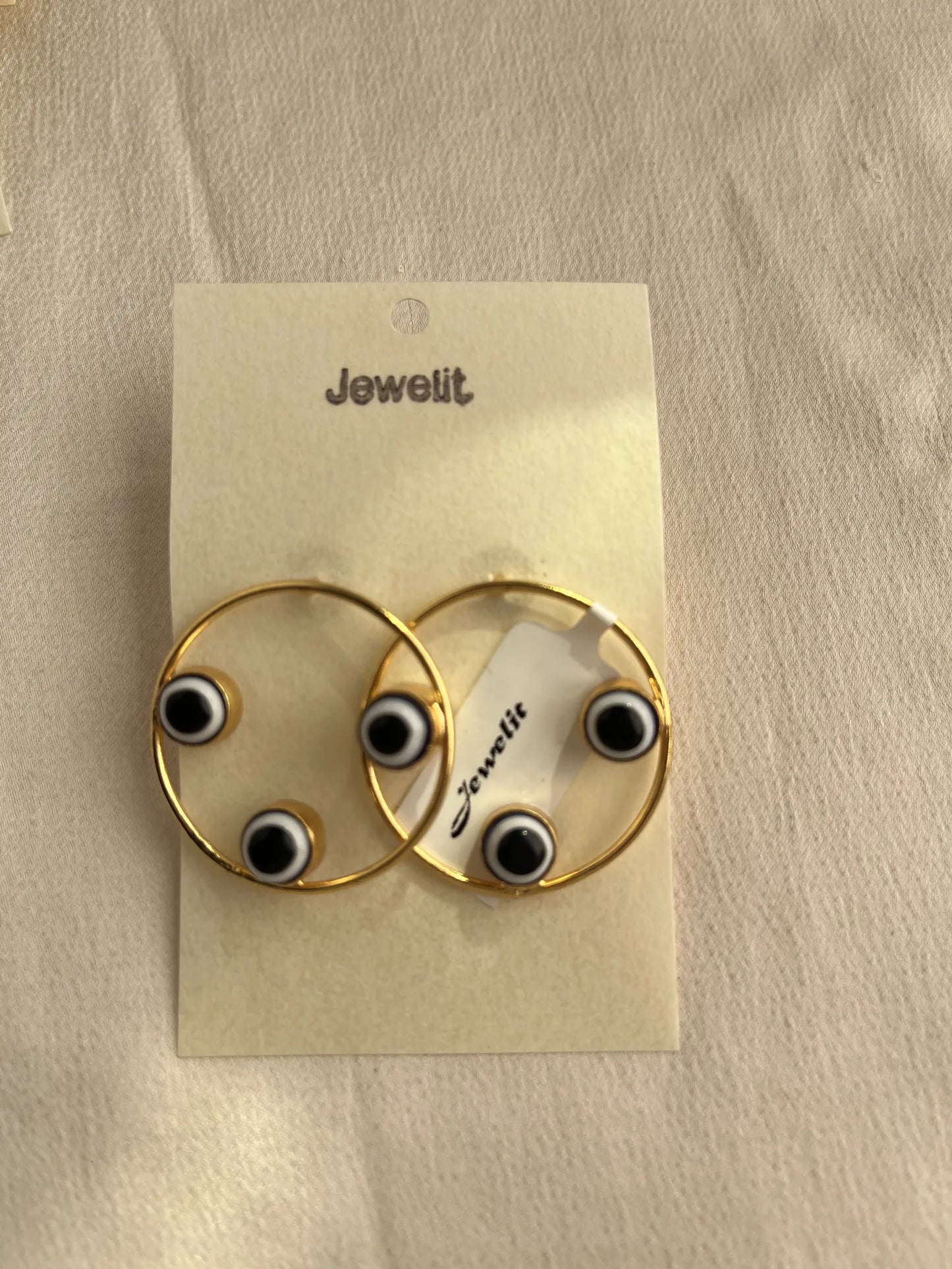 Gold Spirited 18K Plated Contemporary Evil Eye Earrings 10081