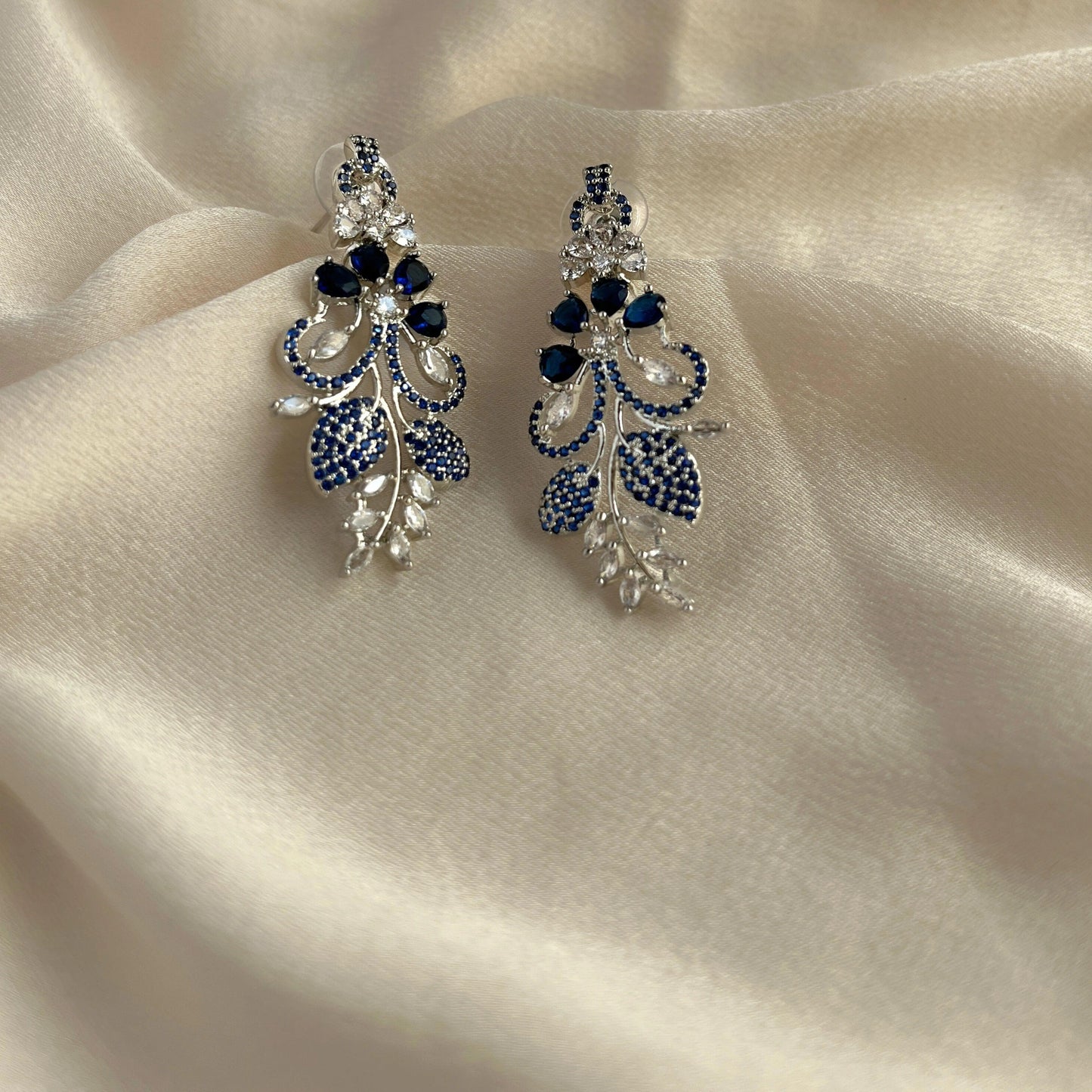 Silver Plated Cubic Zirconia Earrings-10020 - Jewelit