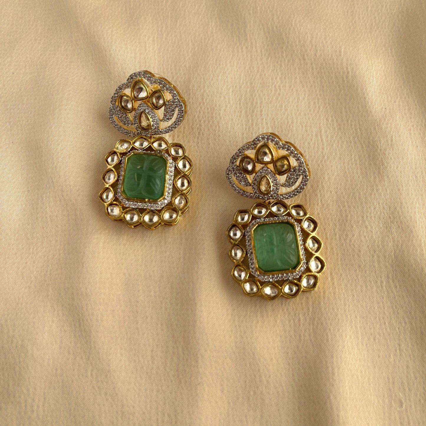 Kundan Stud Earrings-10006 - Jewelit