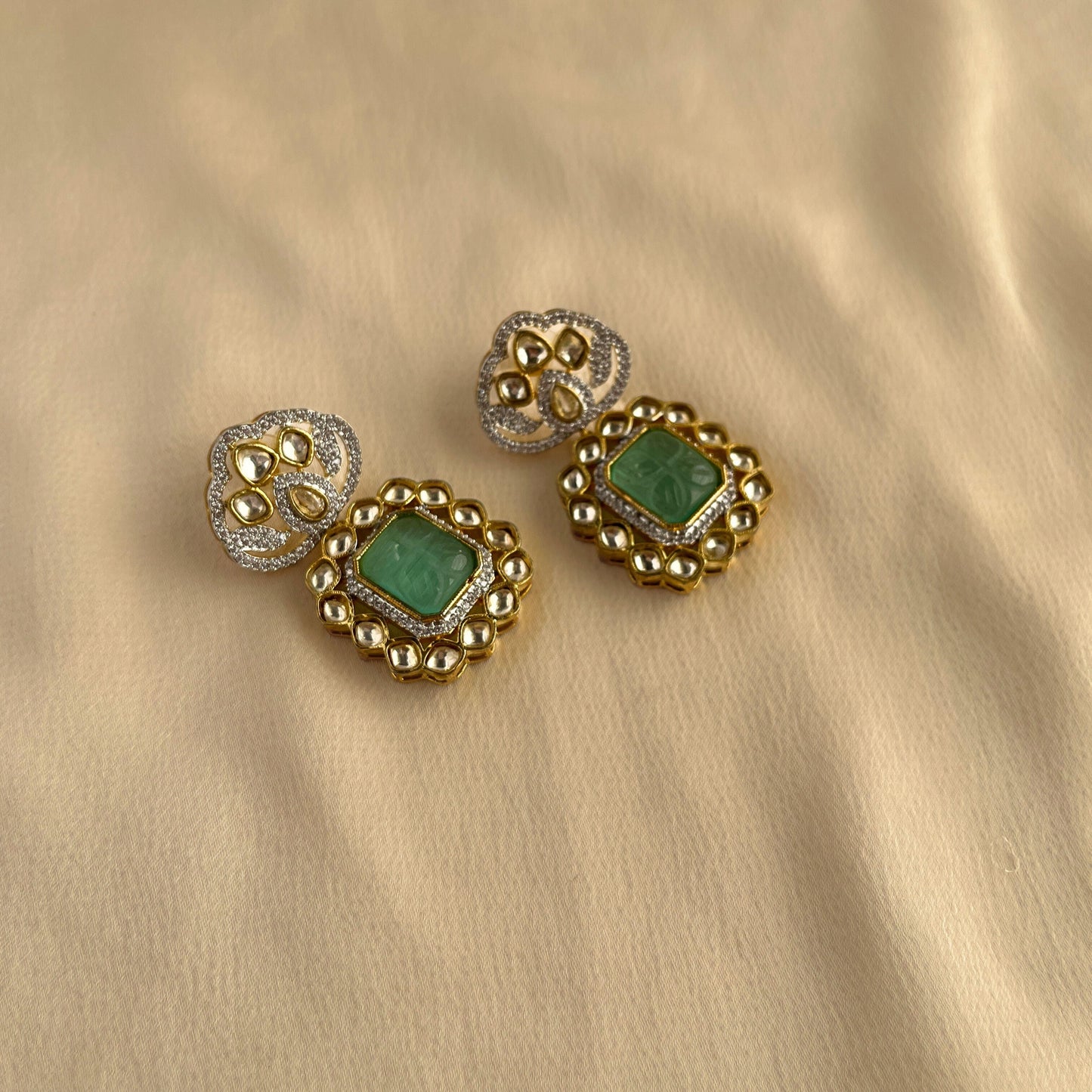 Kundan Stud Earrings-10006 - Jewelit