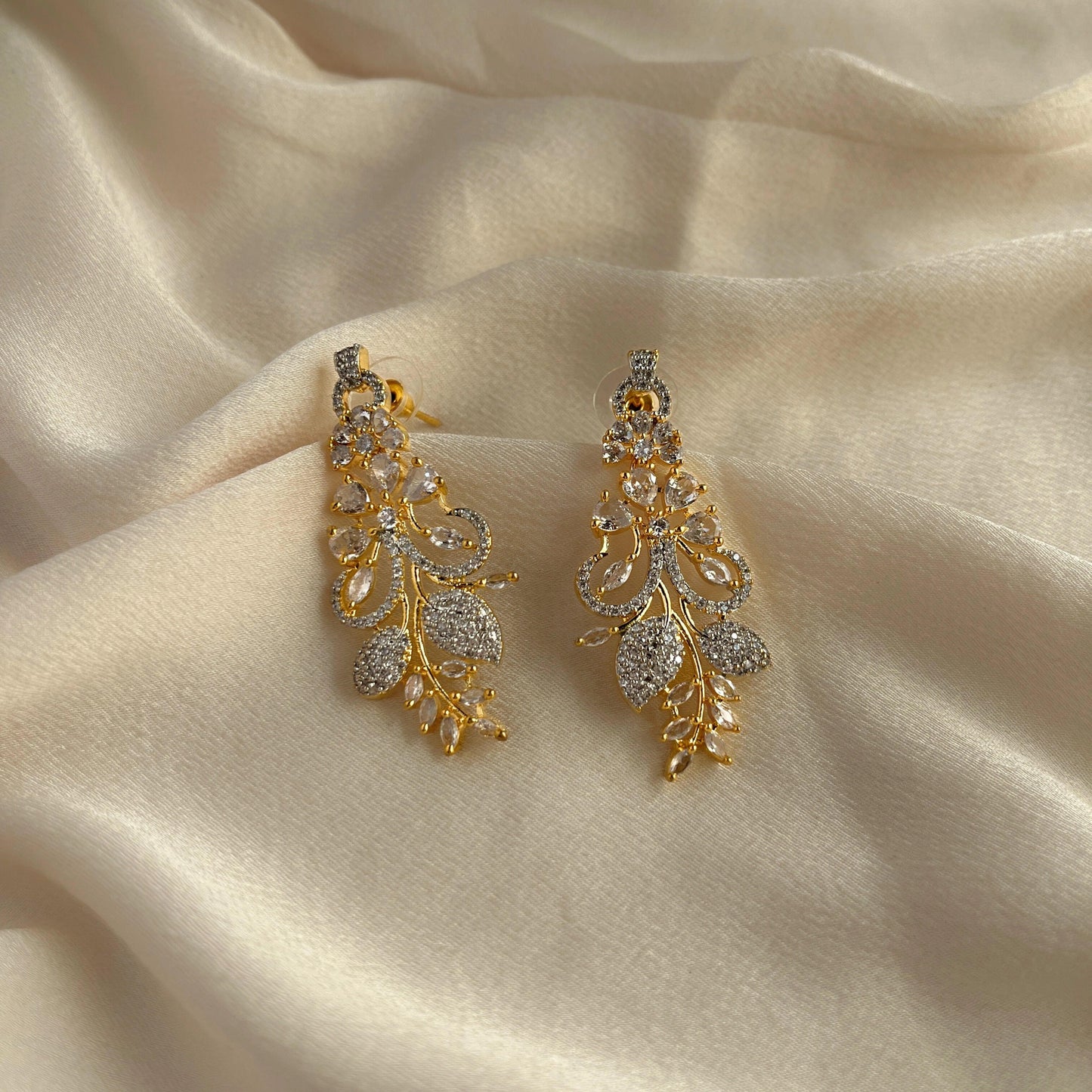 Silver Plated Cubic Zirconia Earrings-10020 - Jewelit
