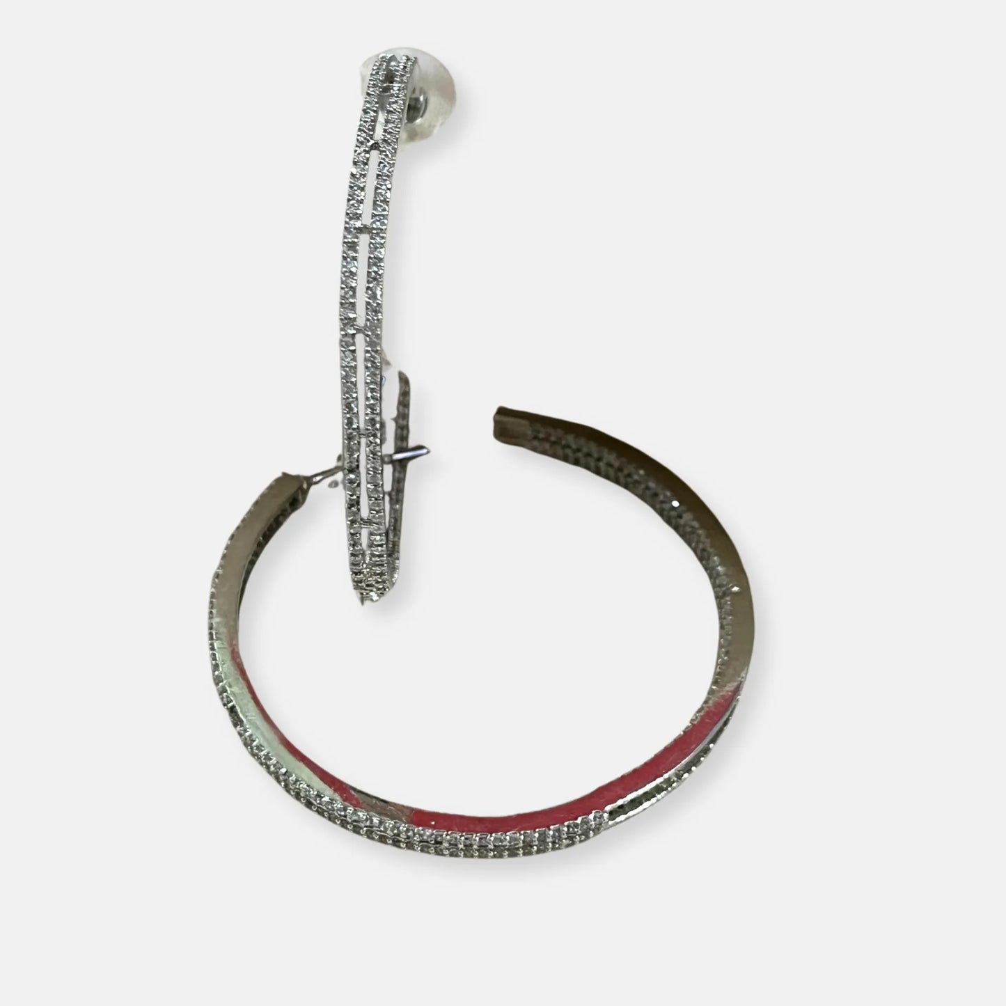 Cubic Zirconia Big Hoop Earrings-10054