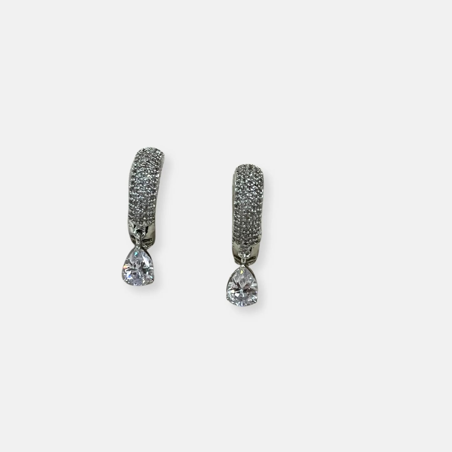 Cubic Zirconia Hoop Earrings-10048