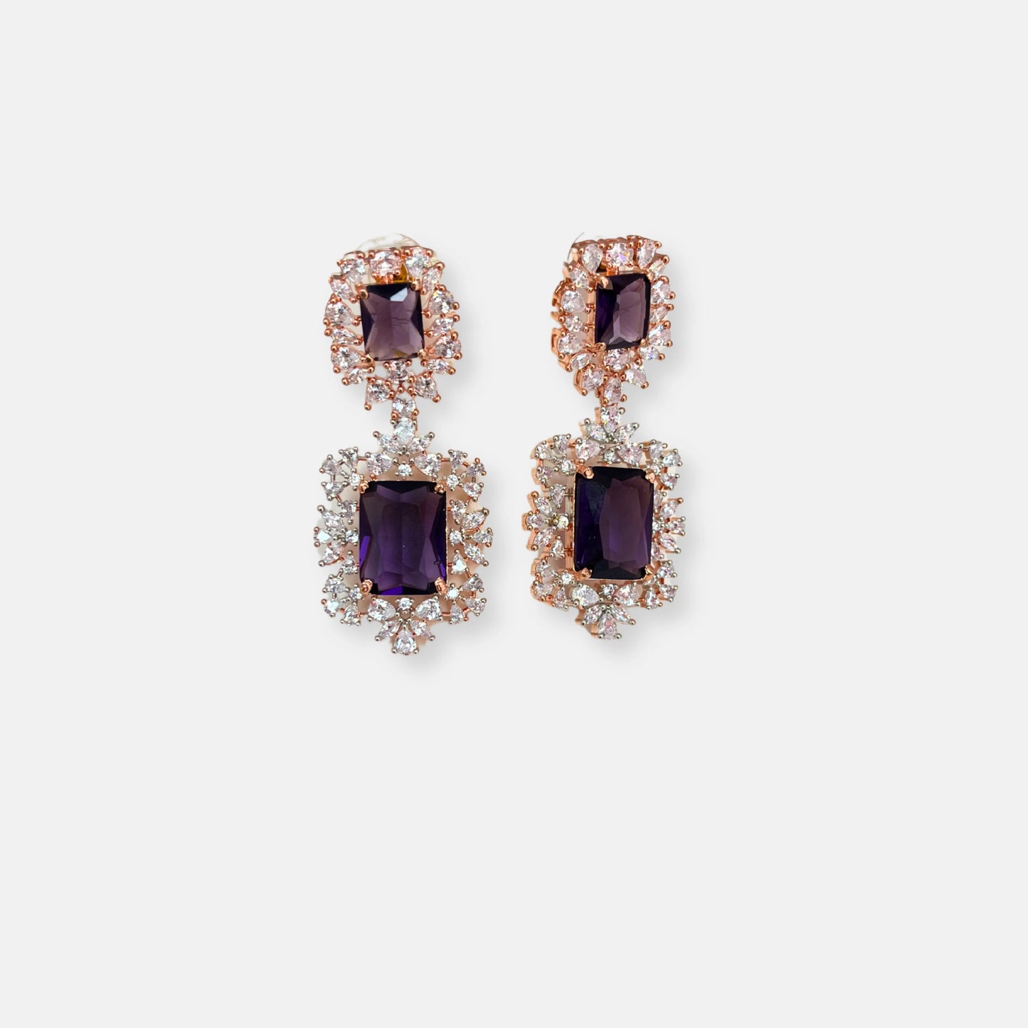 Cubic Zirconia Rose Gold Plated Necklace Set 10032