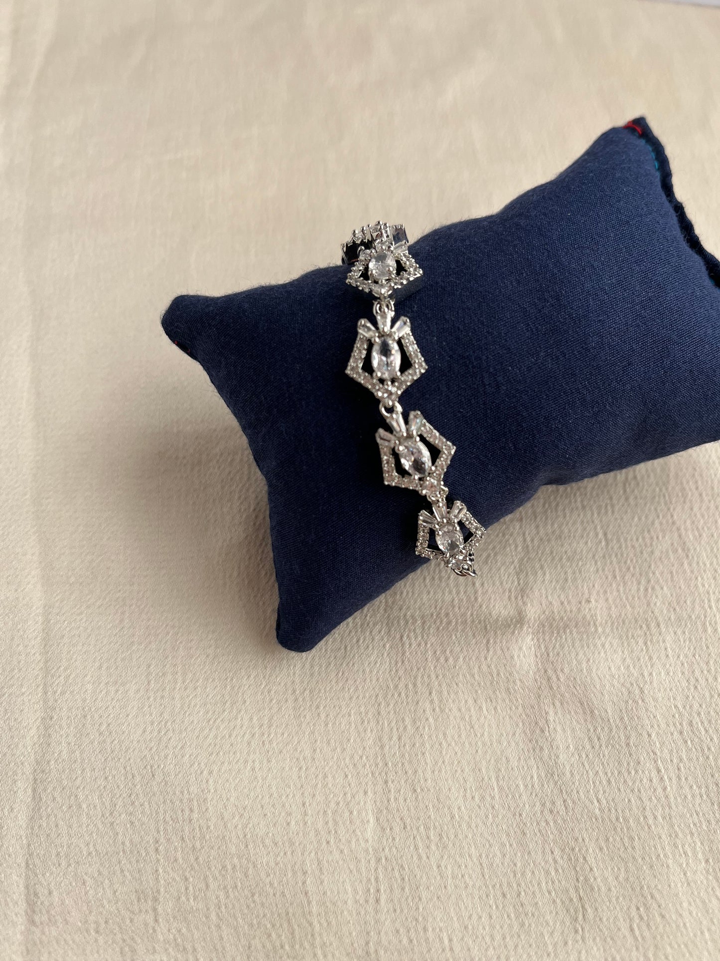 Mia Women Cubic Zirconia Silver Plated Bracelet