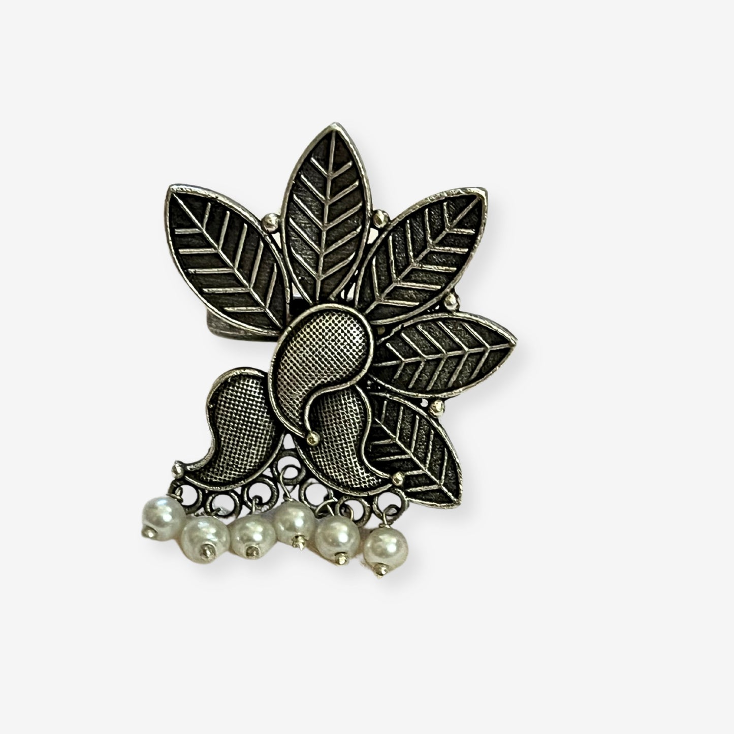 92.5 Silver Plated Oxidized Cocktail Ring 10002