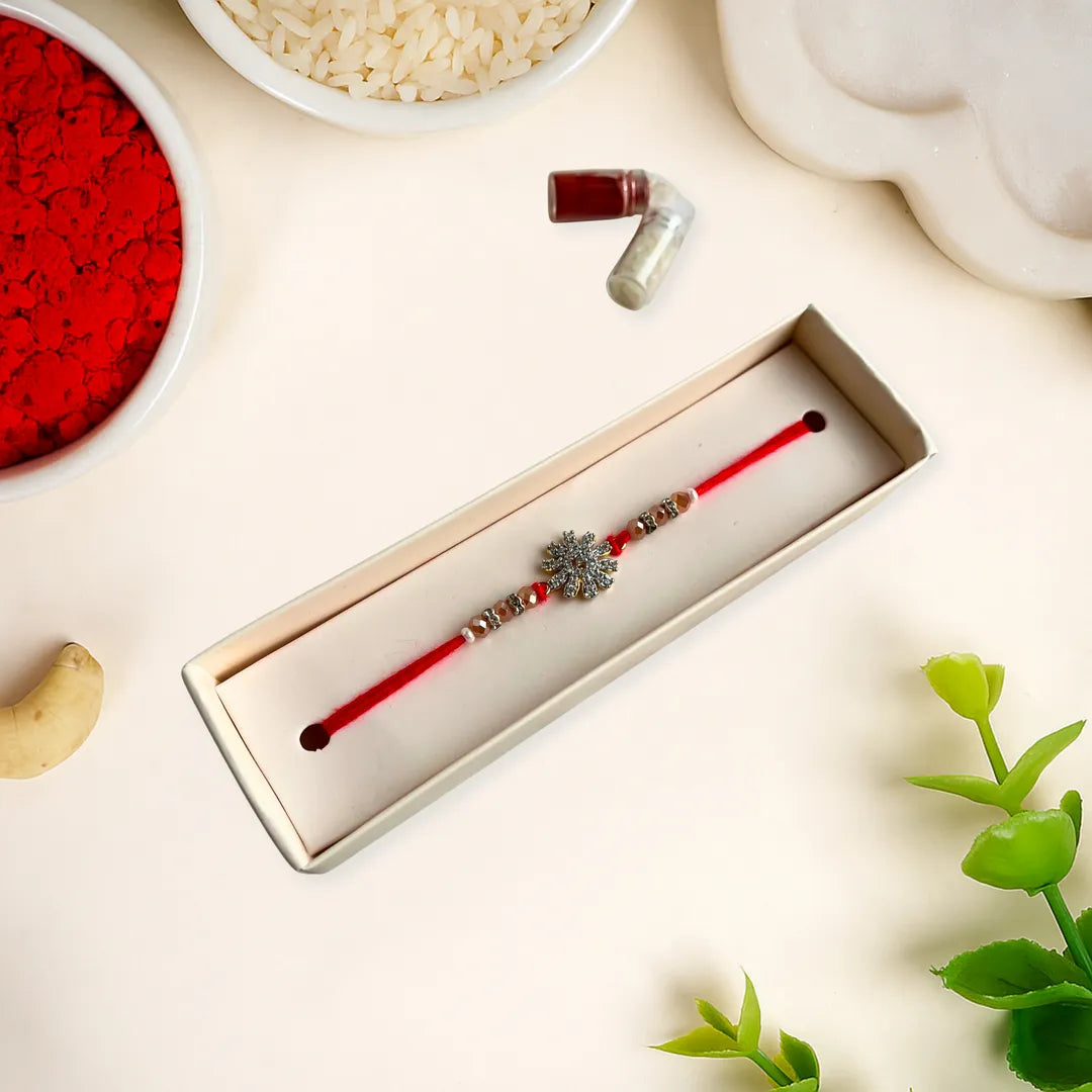 Imperial American Diamond Flower Rakhi