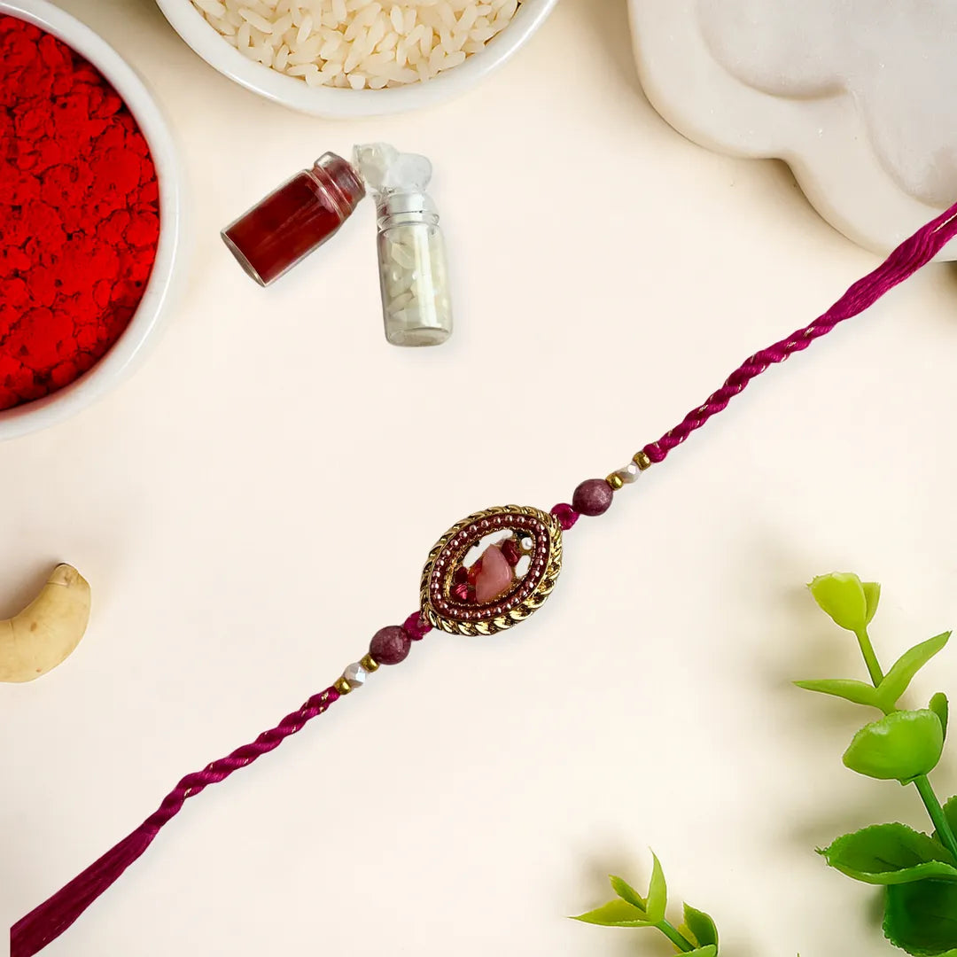 Crystal Chips American Diamond Knot Thread Rakhi