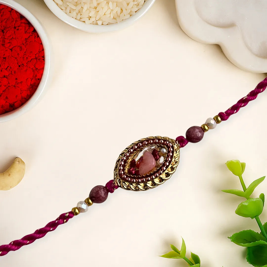 Crystal Chips American Diamond Knot Thread Rakhi