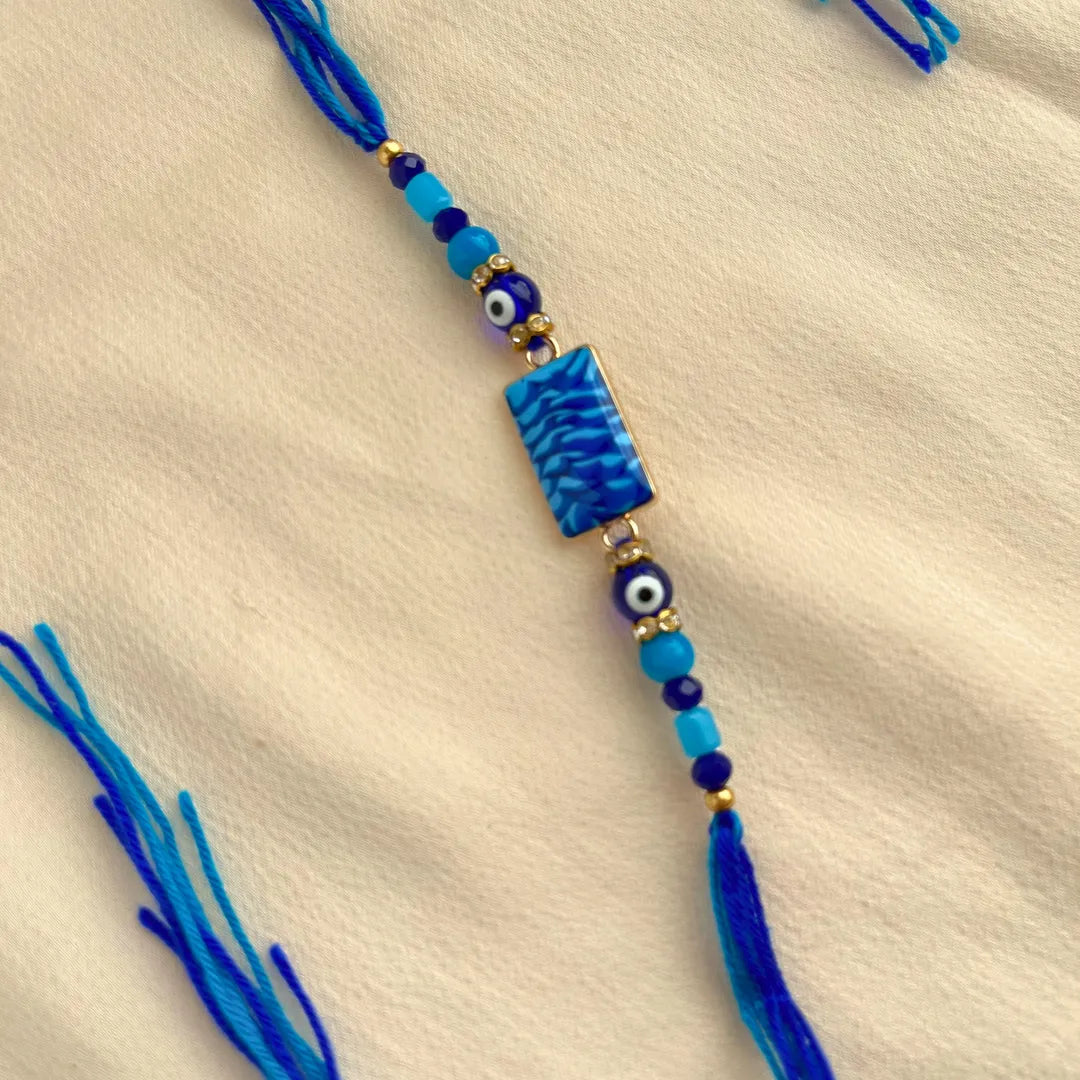 Evil Eye Beaded Thread Rakhi