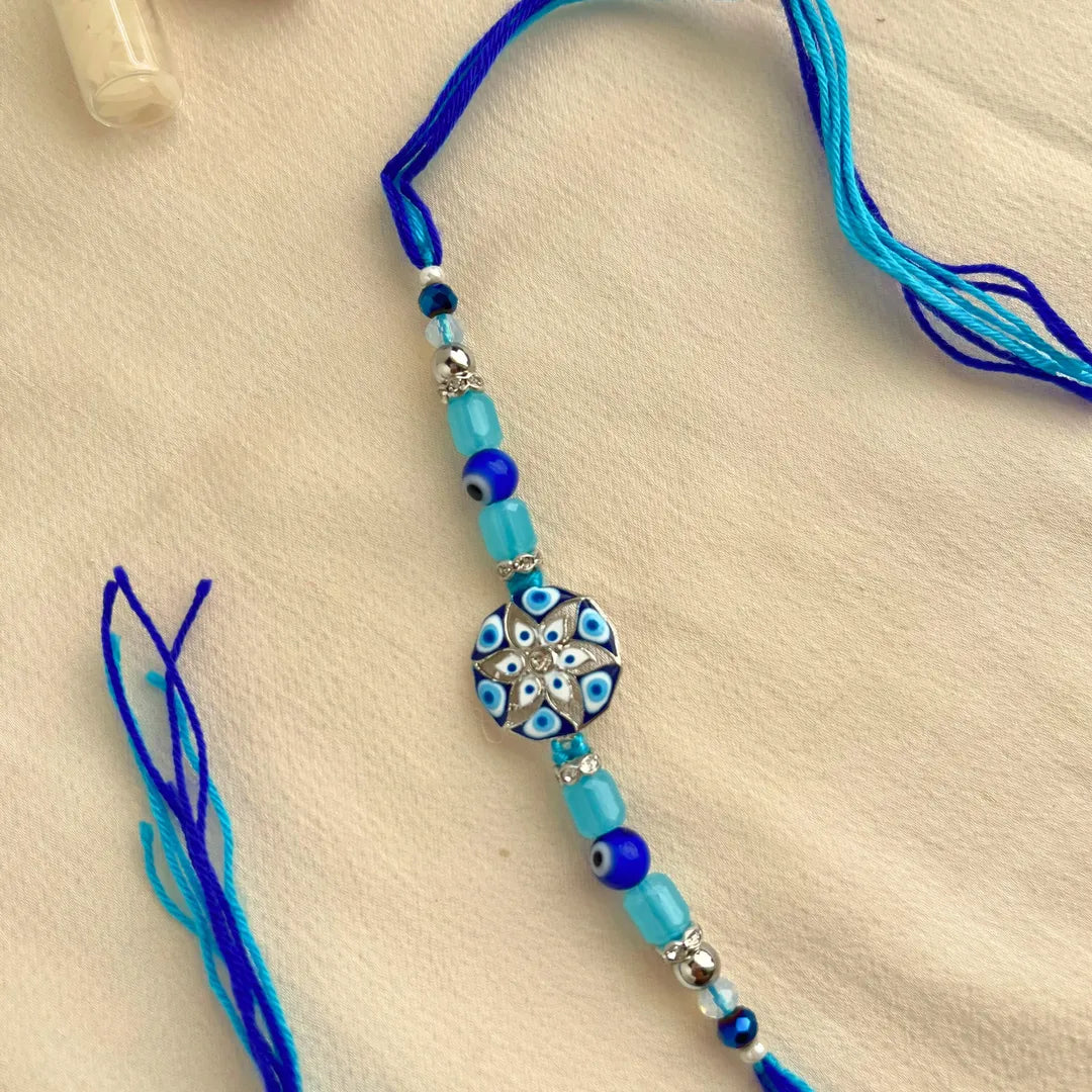 Trendy Evil Eye Beaded Thread Rakhi