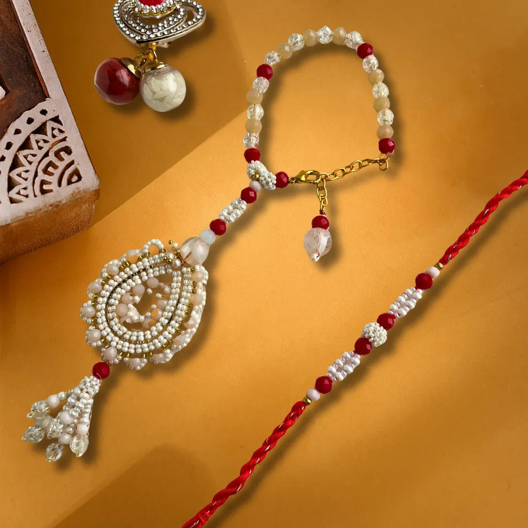 Bracelet Crystal Pearl Lumba Rakhi Set