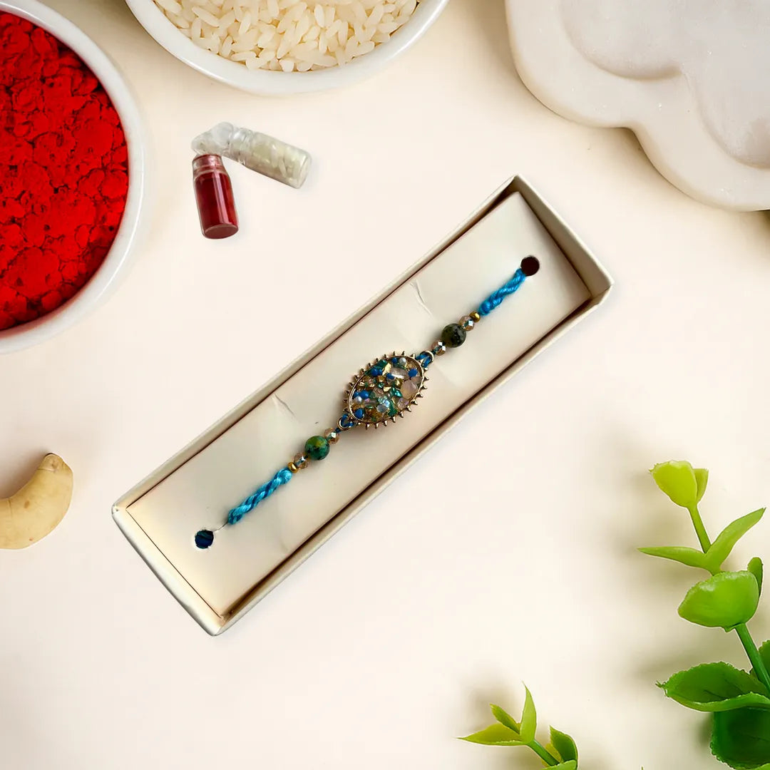 Crystal Chips American Diamond Rakhi
