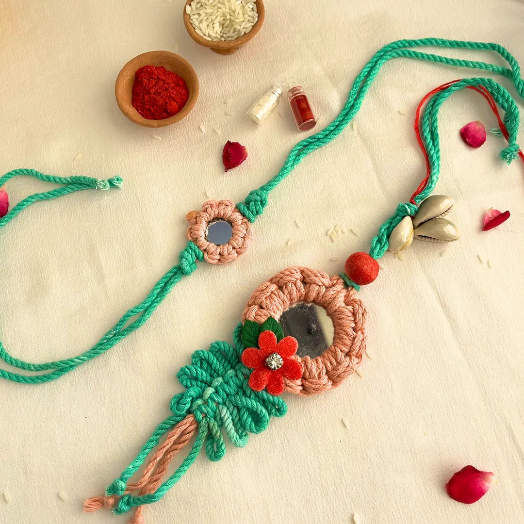 Crochet Bhaiya Bhabhi Lumba Set Rakhi