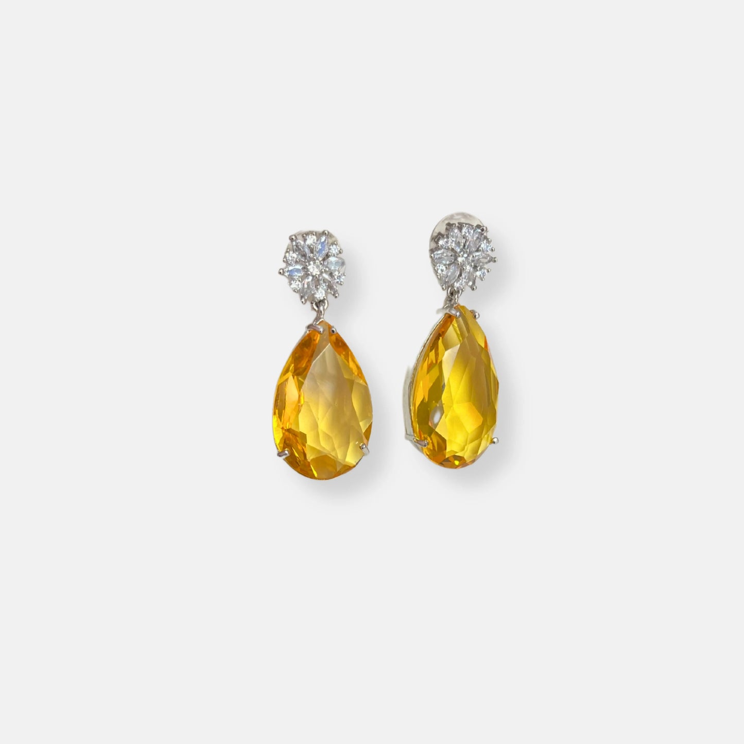 Citrine Tear Drop Necklace with Earrings - Jewelit