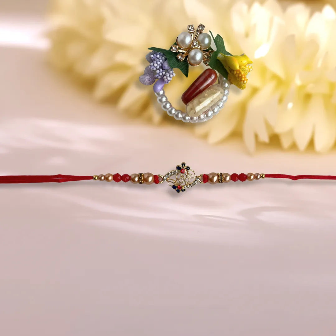 Flower Pastel Meena Work Rakhi