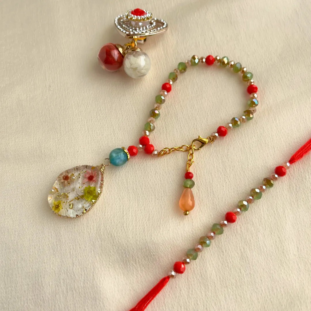 Resin Gold Dust Lumba Rakhi Set