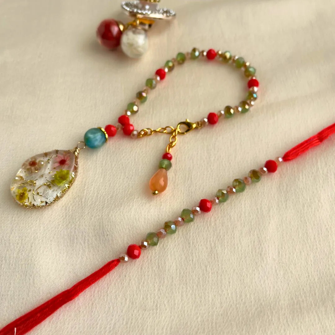 Resin Gold Dust Lumba Rakhi Set