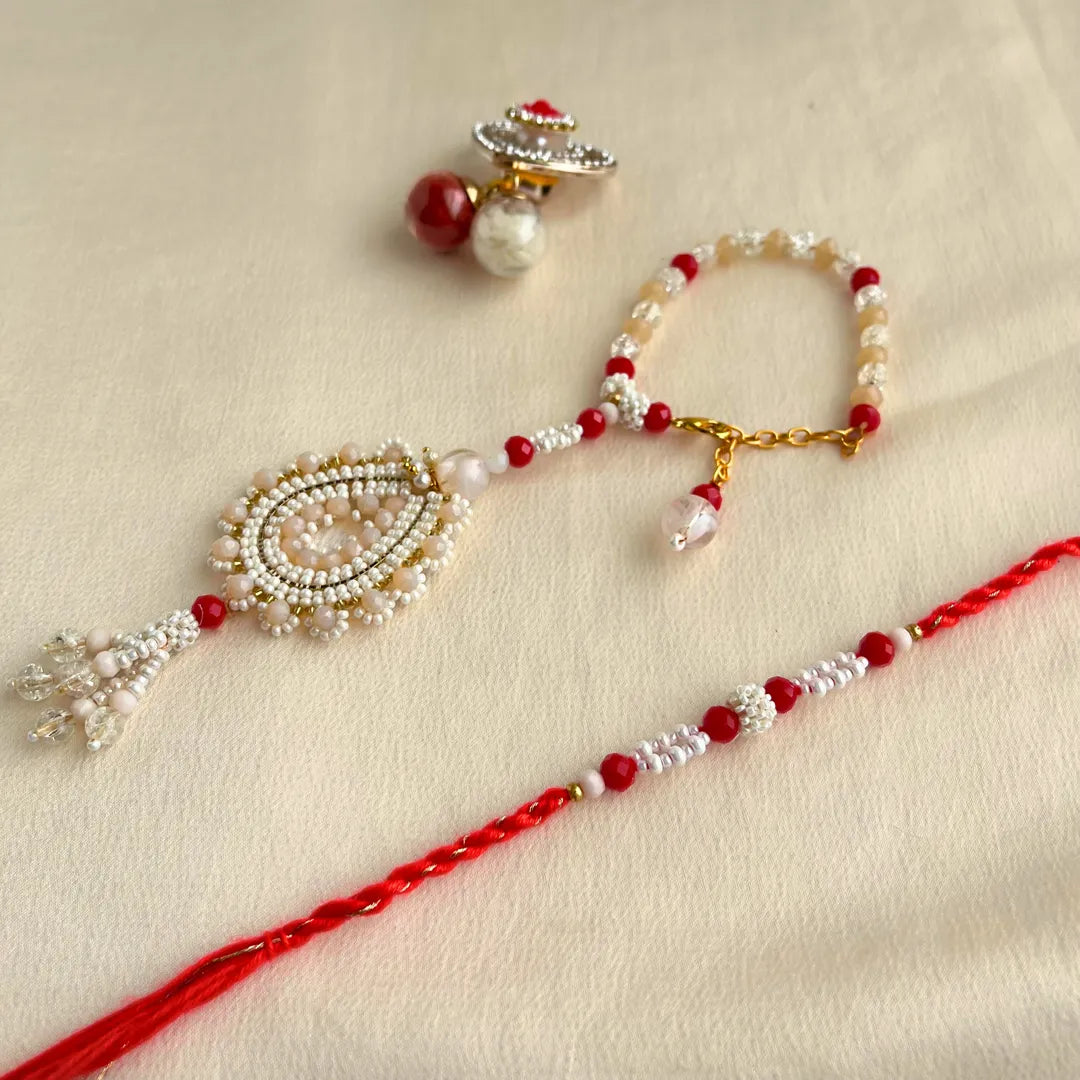 Bracelet Crystal Pearl Lumba Rakhi Set