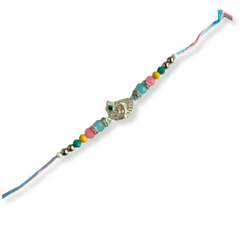 Silver Peacock Pastel Rakhi