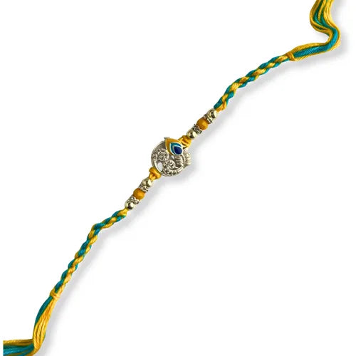 Silver Peacock Feather Heritage Rakhi