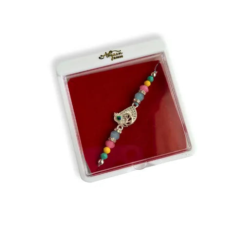 Silver Peacock Pastel Rakhi