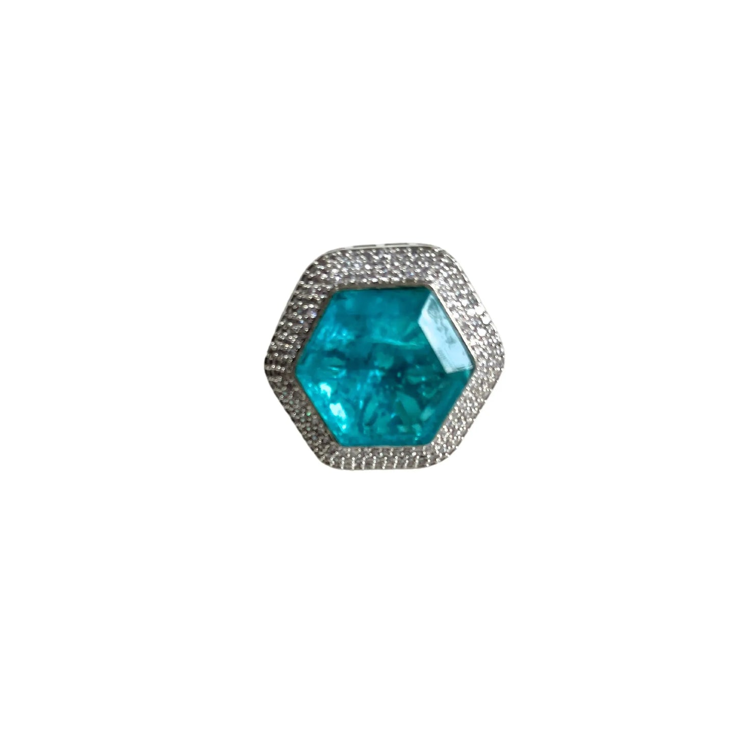 Cubic Zirconia Aqua Benzene Cocktail Ring 10001