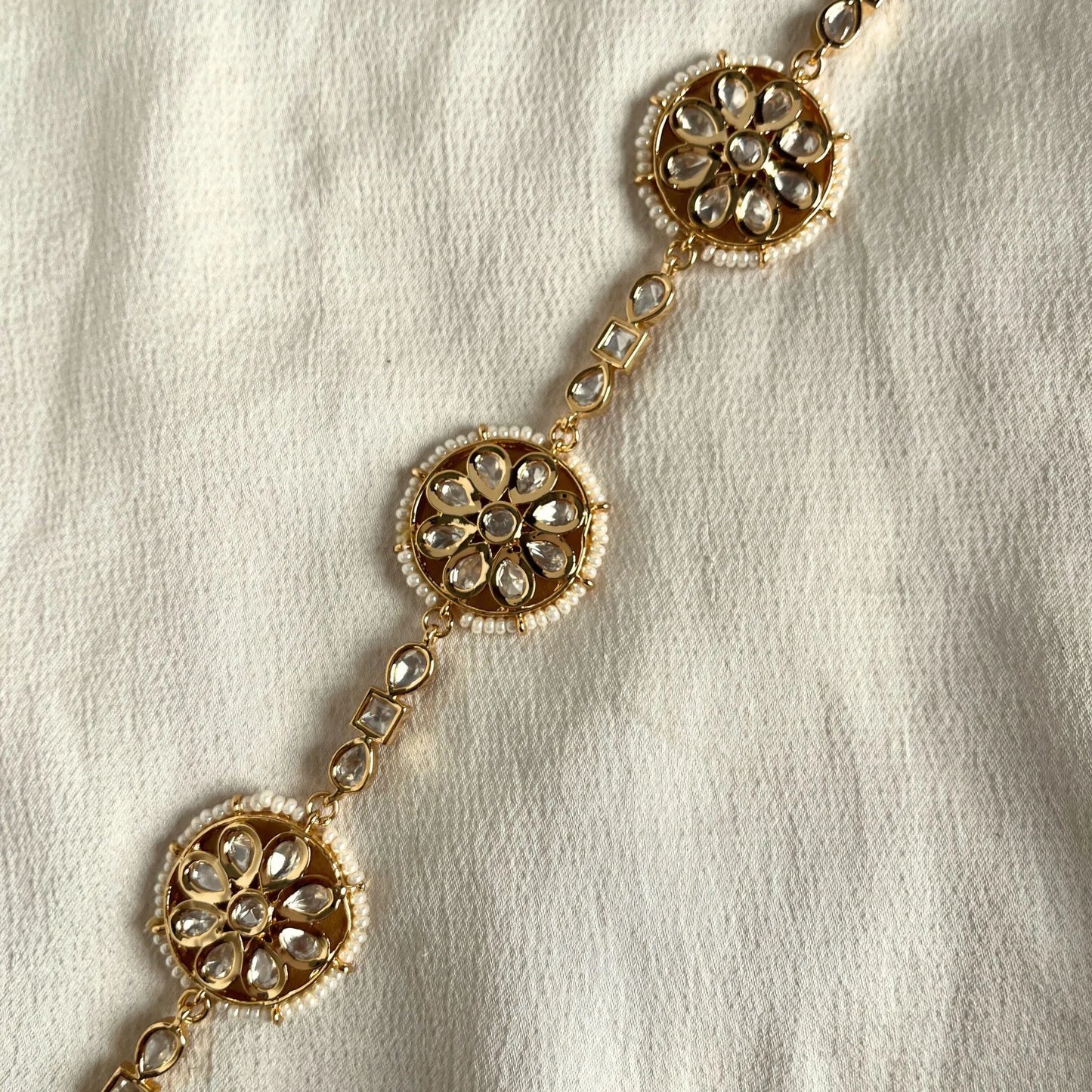 Gold Finish Kundan Polki & Mother of Pearl Sheeshphool