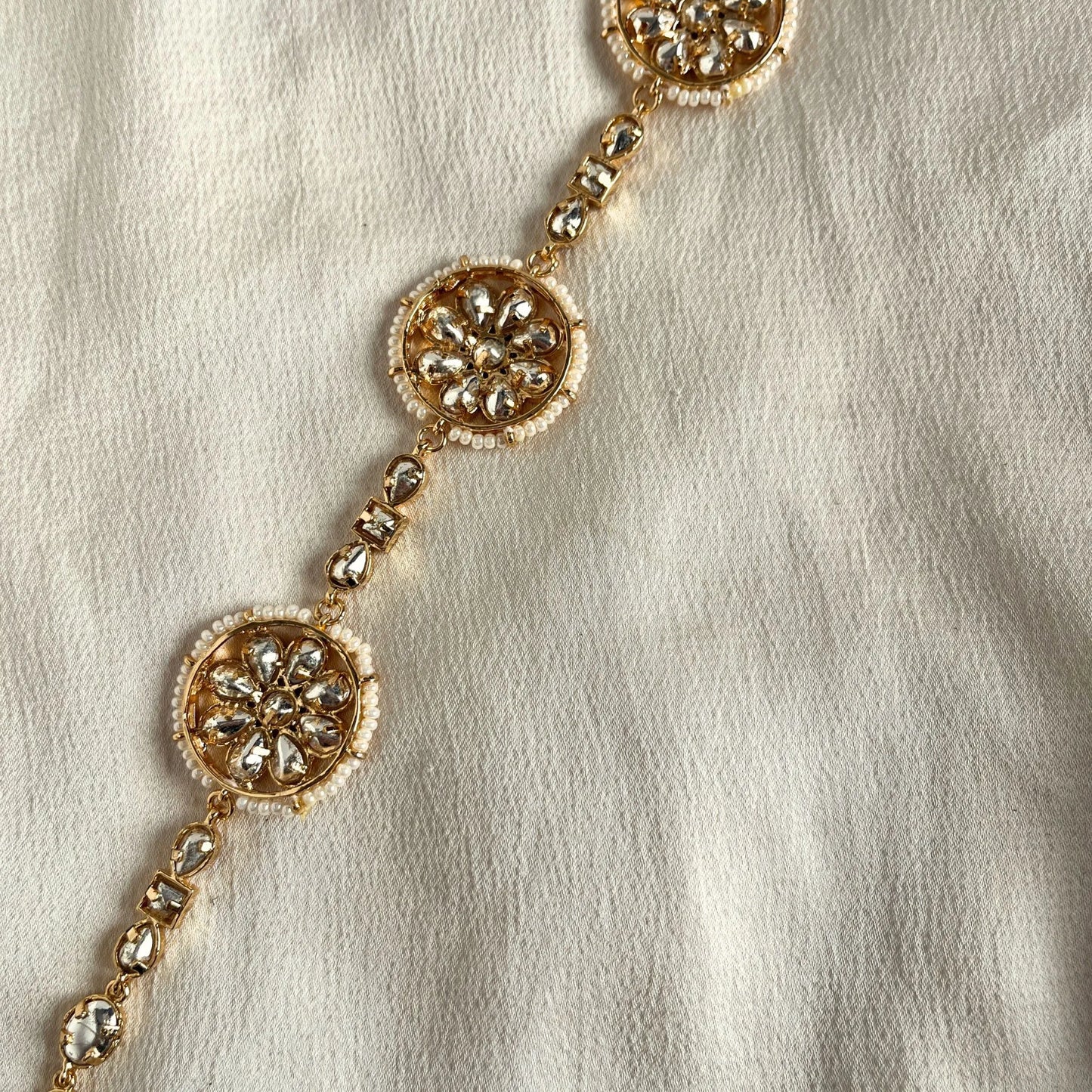 Gold Finish Kundan Polki & Mother of Pearl Sheeshphool