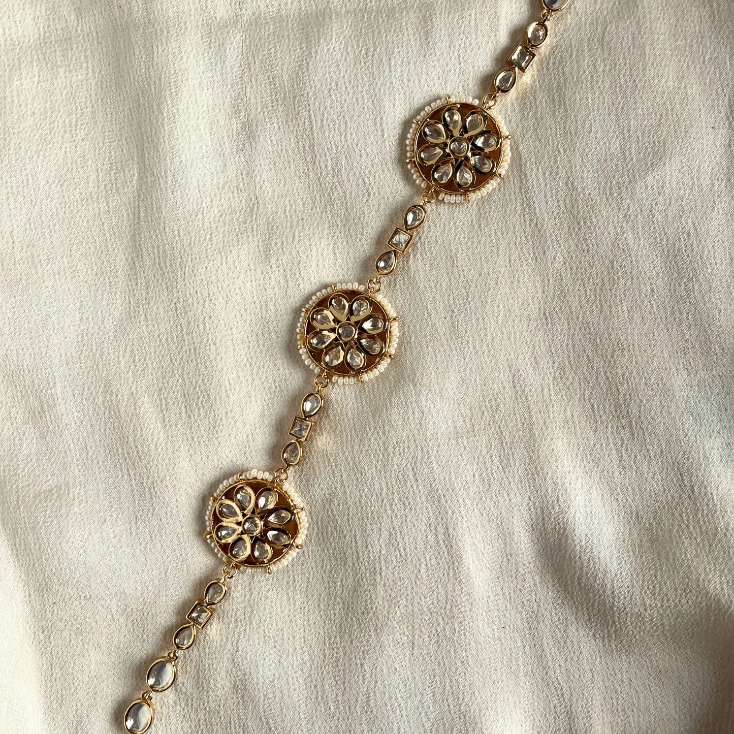Gold Finish Kundan Polki & Mother of Pearl Sheeshphool