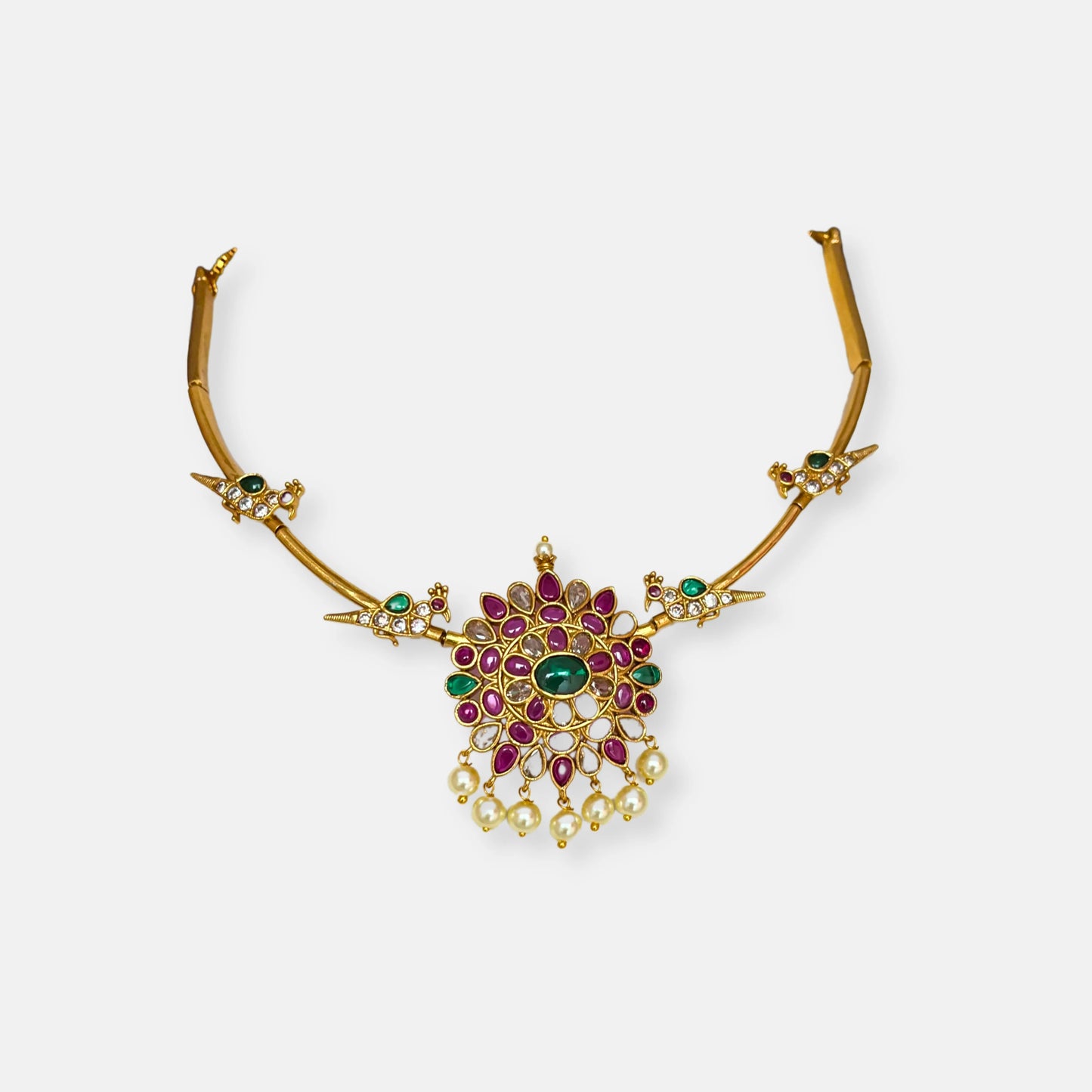 Gold Plated Temple Hasli Necklace Set Without Earrings 10007