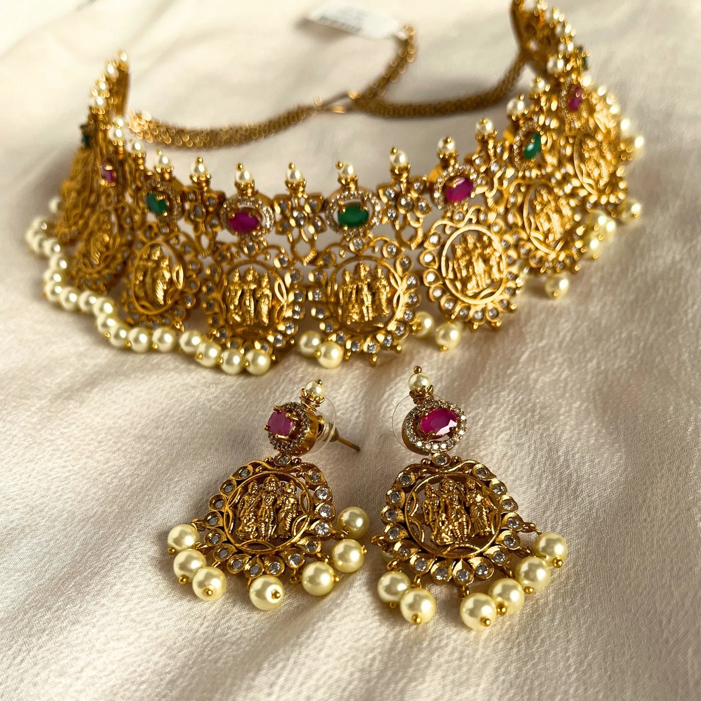 Gold Plated Temple Necklace Set 10002