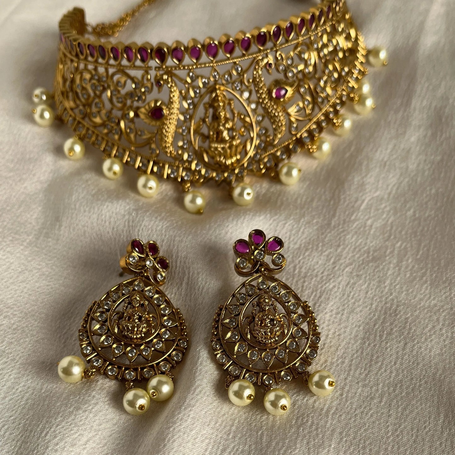 Gold Plated Temple Necklace Set 10003