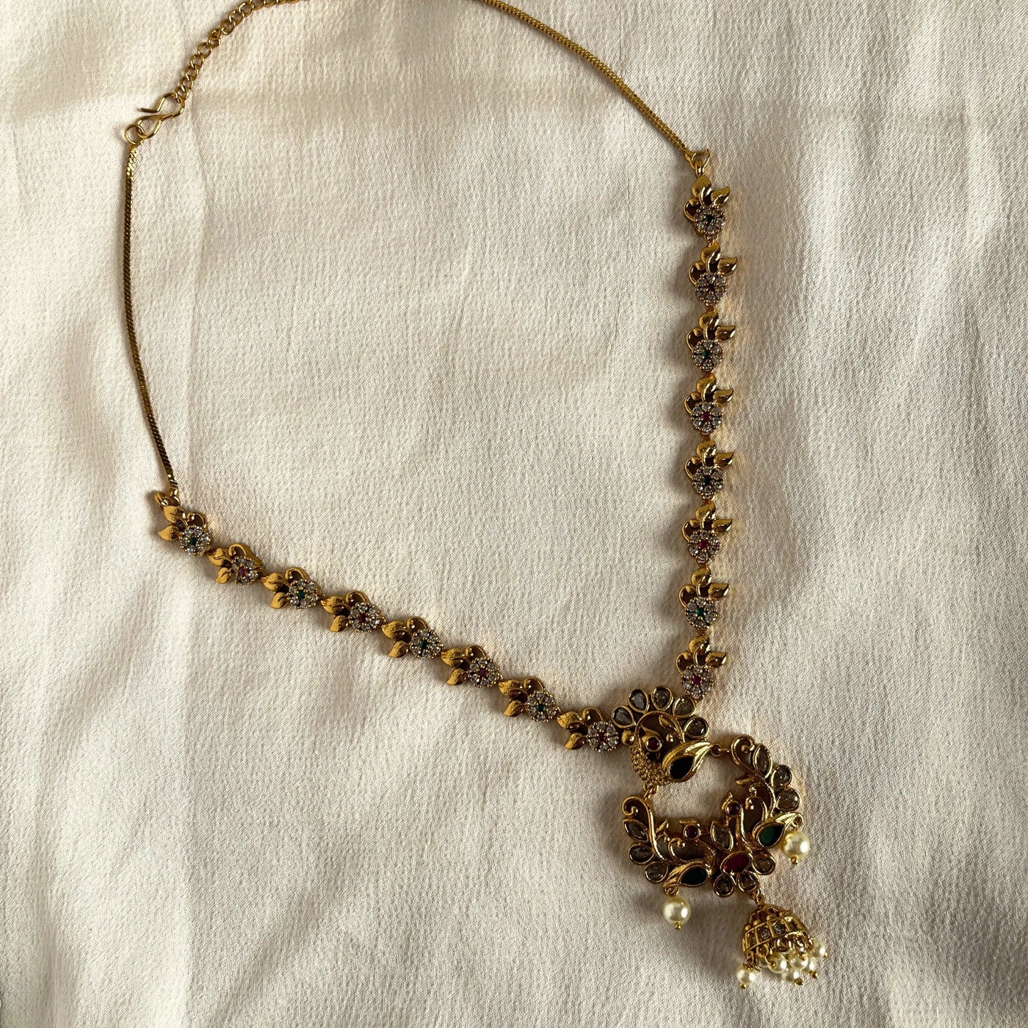 Gold Plated Temple Necklace Set Without Earrings 10015