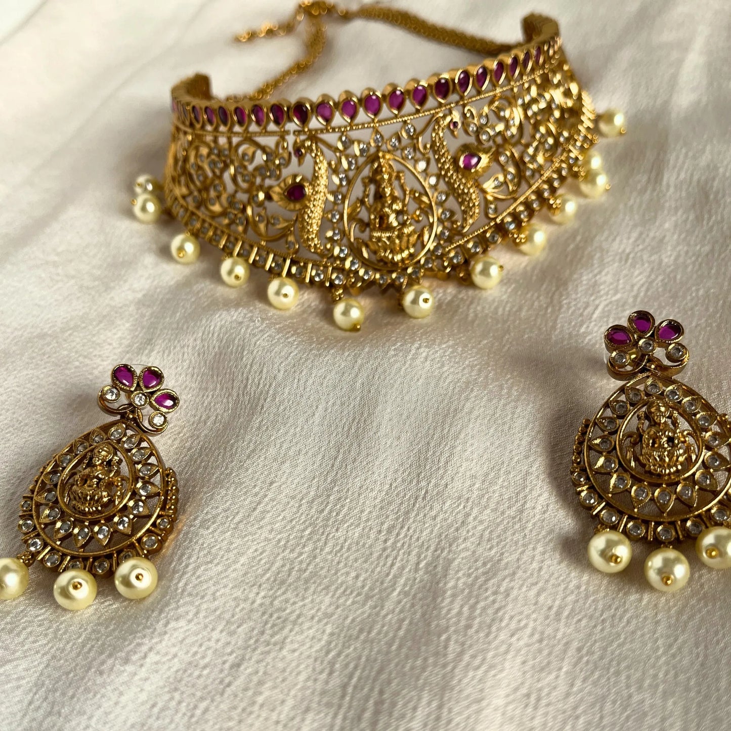 Gold Plated Temple Necklace Set 10003