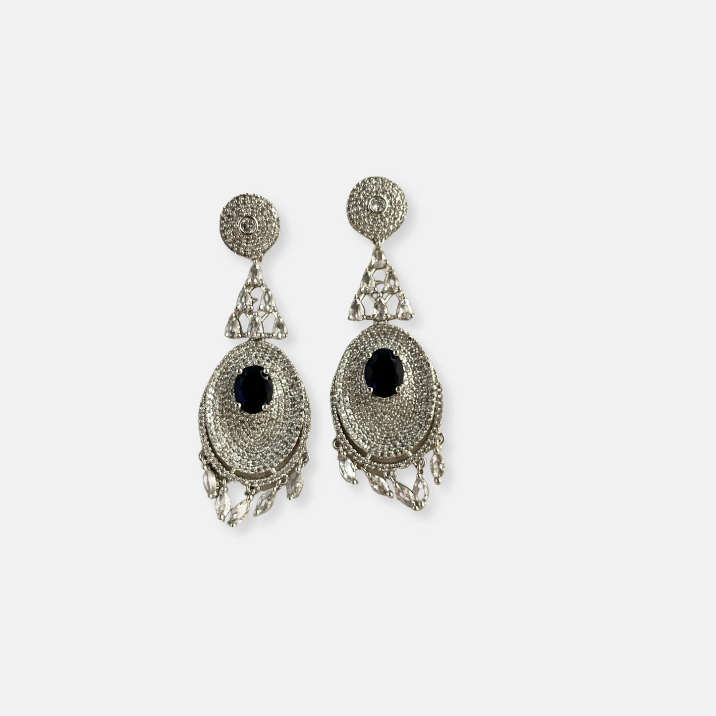 Silver Plated Cubic Zirconia Earrings-10012 - Jewelit