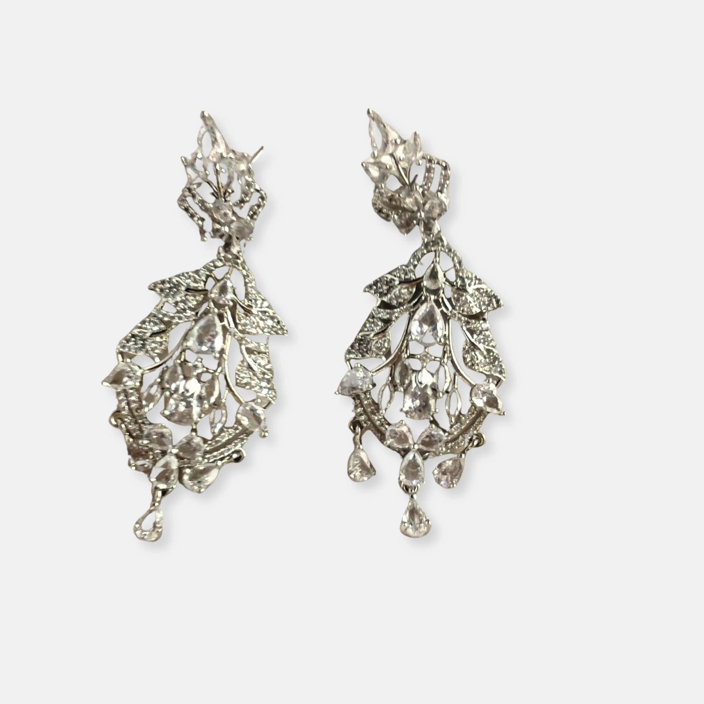 Silver Plated Cubic Zirconia Earrings-10006 - Jewelit