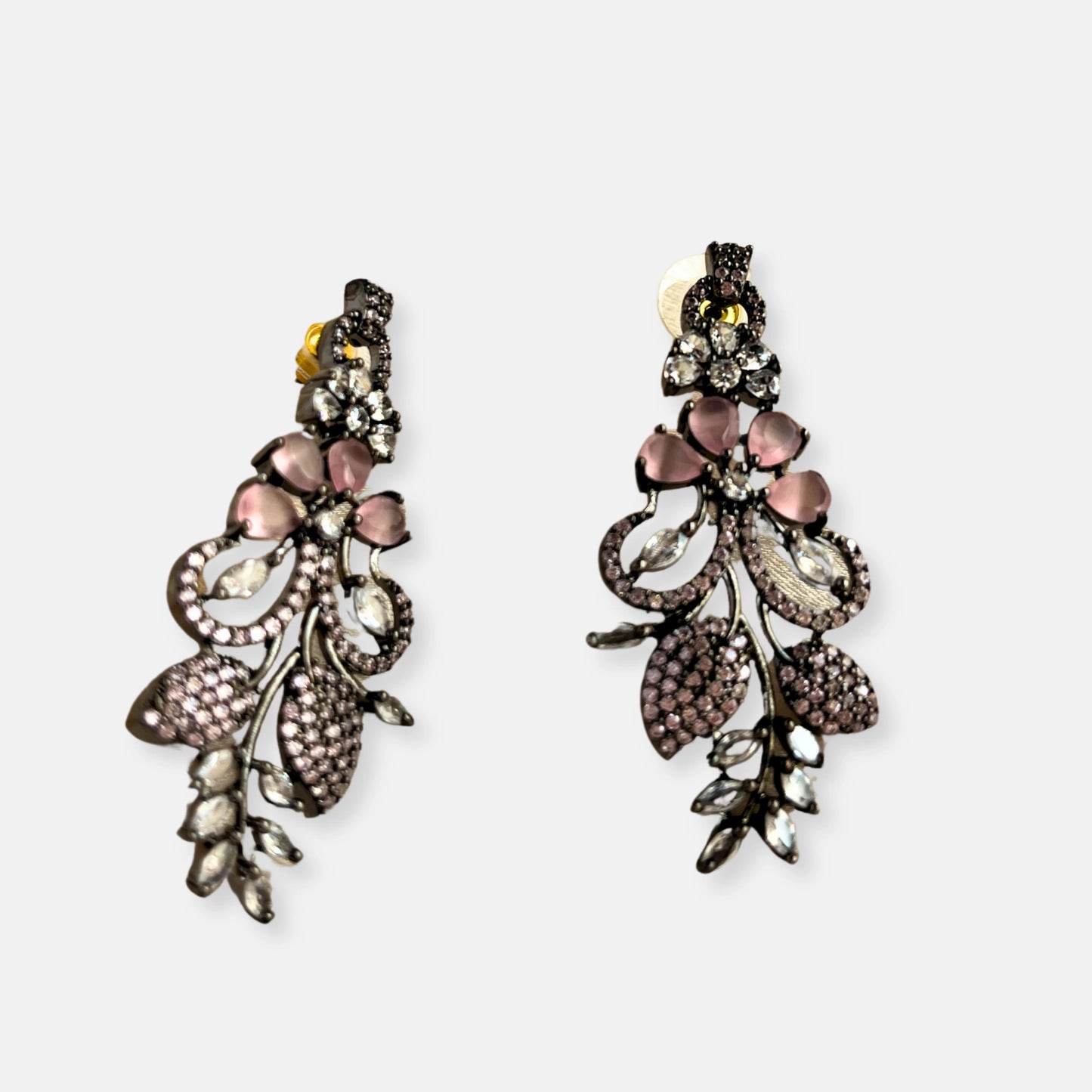 Silver Plated Cubic Zirconia Earrings-10020 - Jewelit