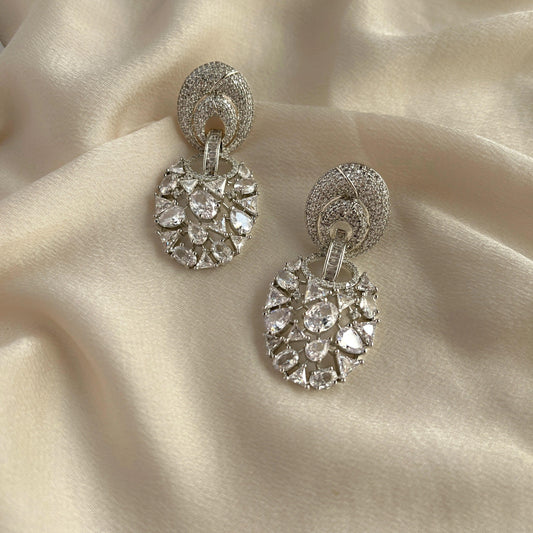 Silver Plated Cubic Zirconia Earrings-10024 - Jewelit