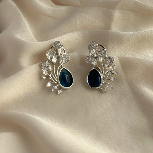 Silver Plated Cubic Zirconia Earrings-10019 - Jewelit