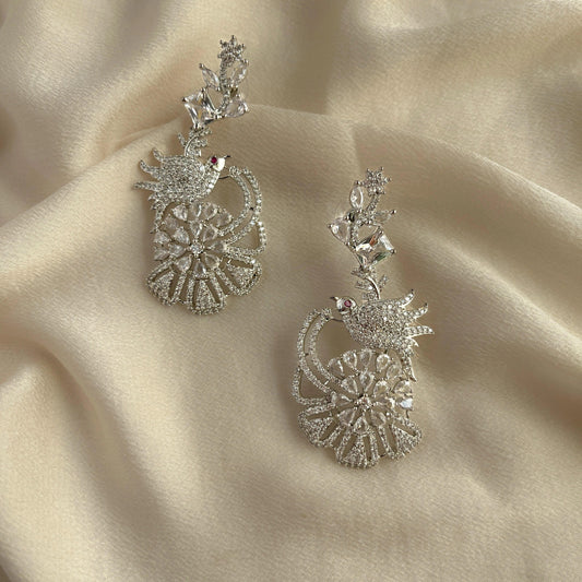 Silver Plated Cubic Zirconia Earrings-10002 - Jewelit