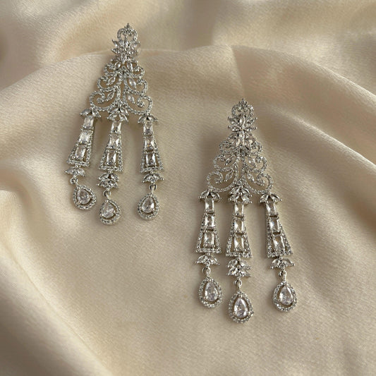Silver Plated Cubic Zirconia Earrings-10004 - Jewelit