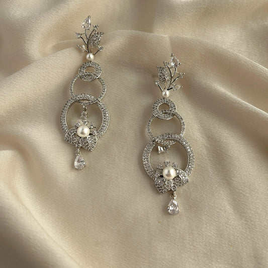 Silver Plated Cubic Zirconia Earrings-10005 - Jewelit
