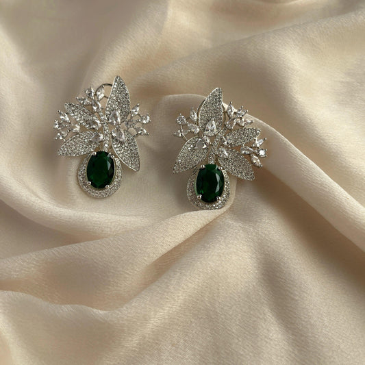 Silver Plated Cubic Zirconia Earrings-10018 - Jewelit