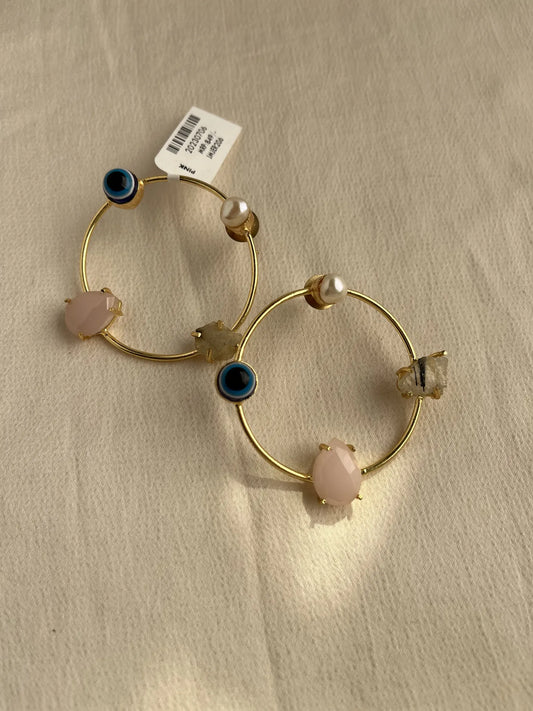 Gold Spirited 18K Plated Contemporary Evil Eye Earrings  10068