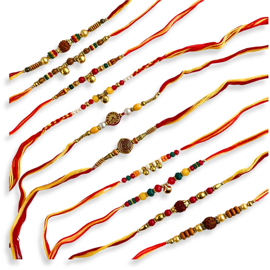 Set of 10 Mauli Rudraksha Rakhi