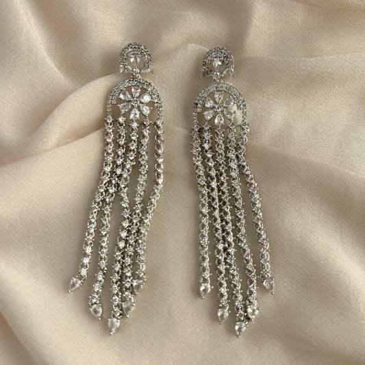 Silver Plated Cubic Zirconia Earrings-10001 - Jewelit