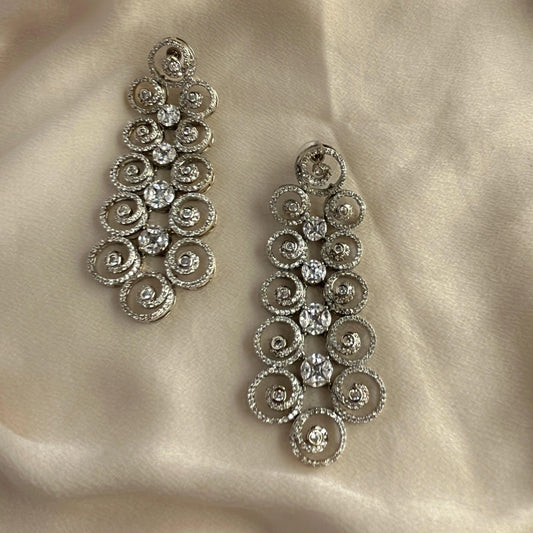 Silver Plated Cubic Zirconia Earrings-10008 - Jewelit