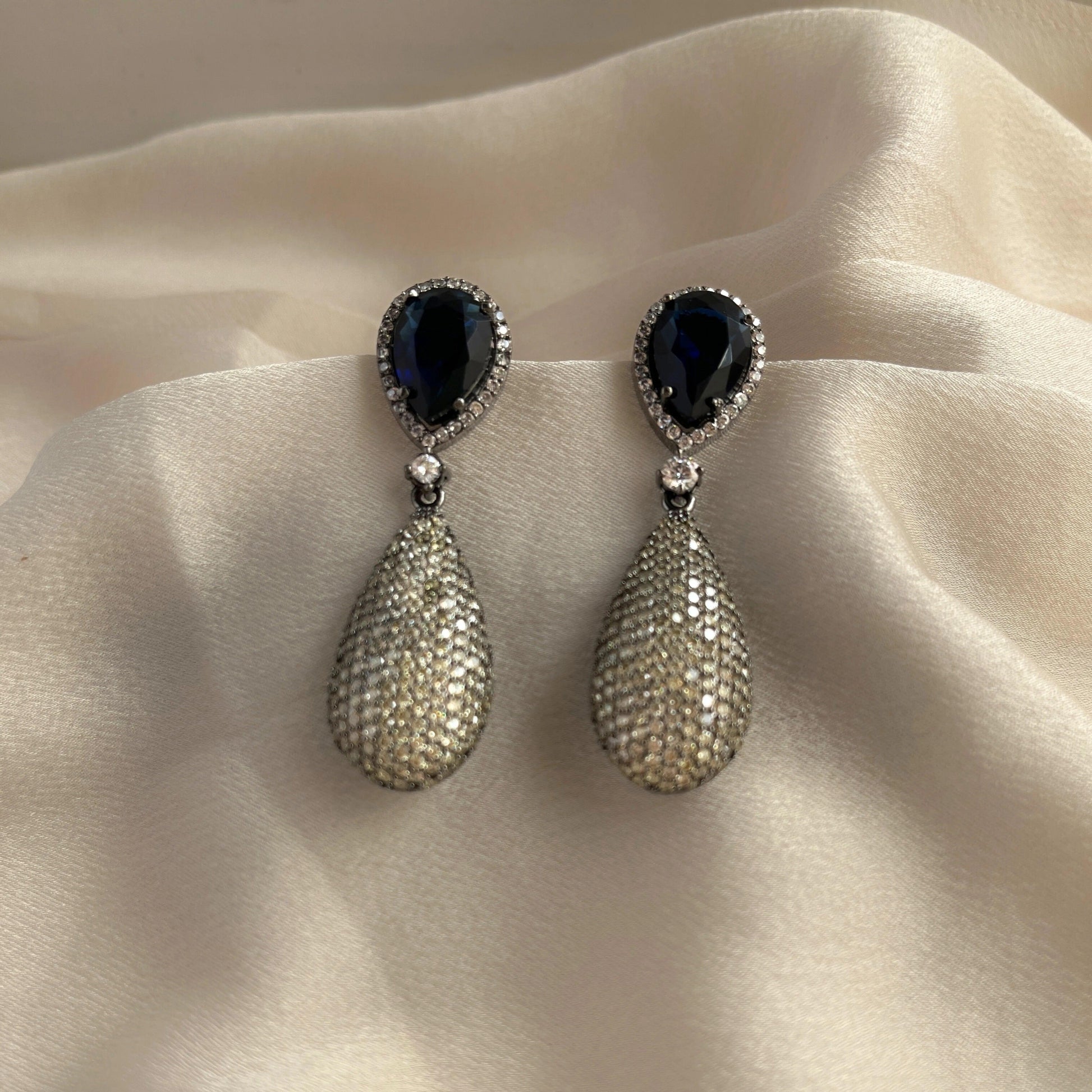 Silver Plated Cubic Zirconia Earrings-10011 - Jewelit