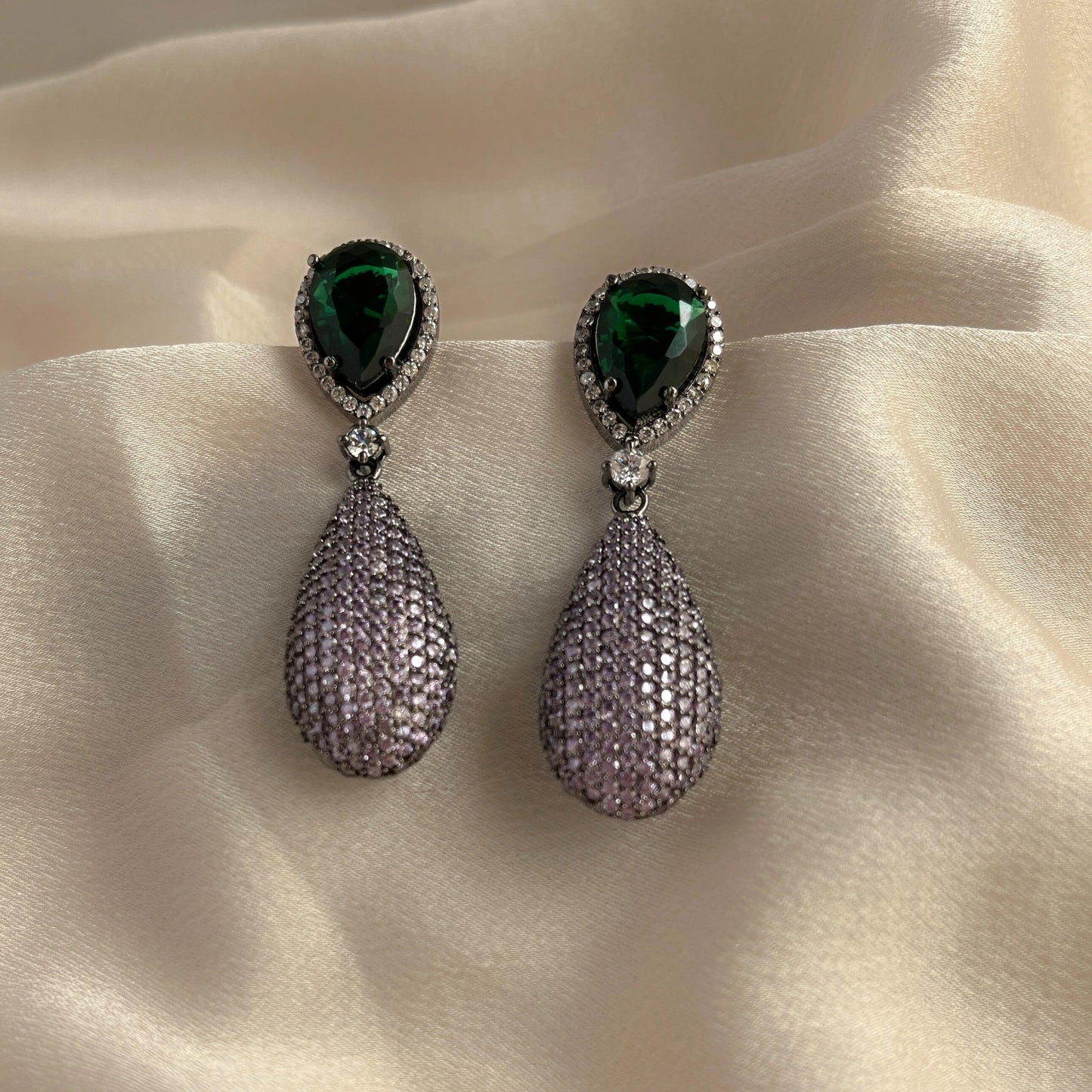 Silver Plated Cubic Zirconia Earrings-10011 - Jewelit